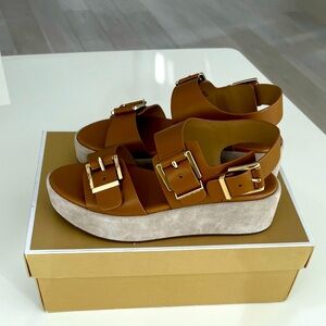 Michael Kors Colby Leather
Flatform Sandal Brown size 6.5 NWB
